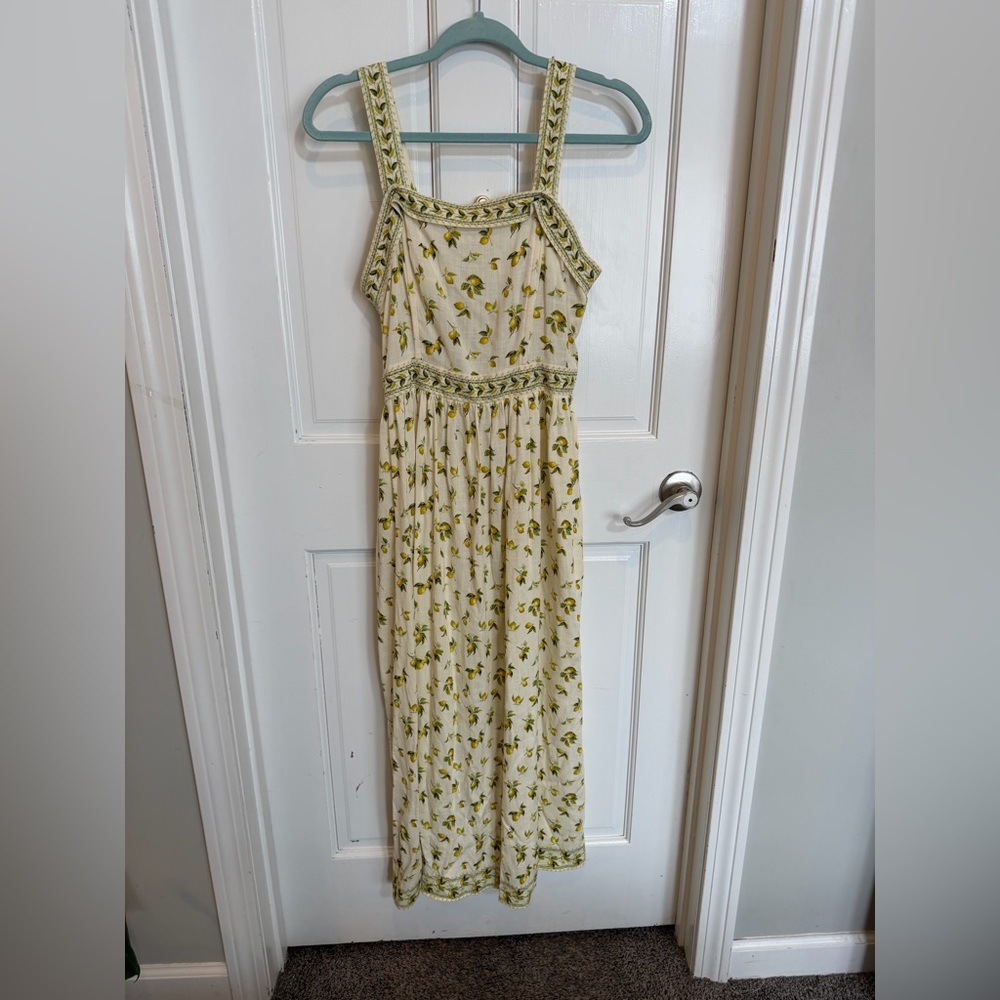 NWOT Max Studio White & Yellow Lemon-Print Sleeveless Midi Dress Size M - Picture 4 of 8